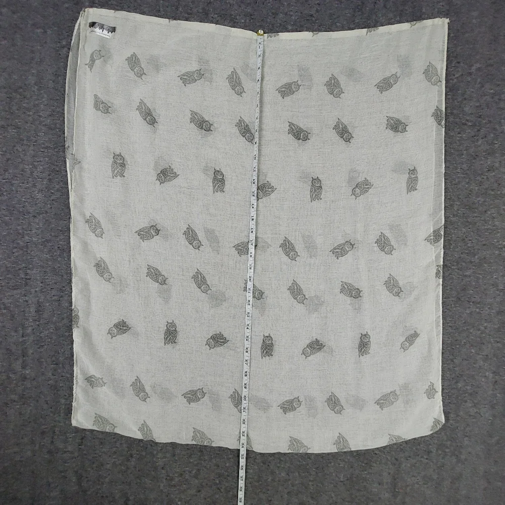 MANHATTAN SCARF COMPANY WOMENS WHITE GRAY SHEER INFINITY OWL PRINT SCARF 29×69